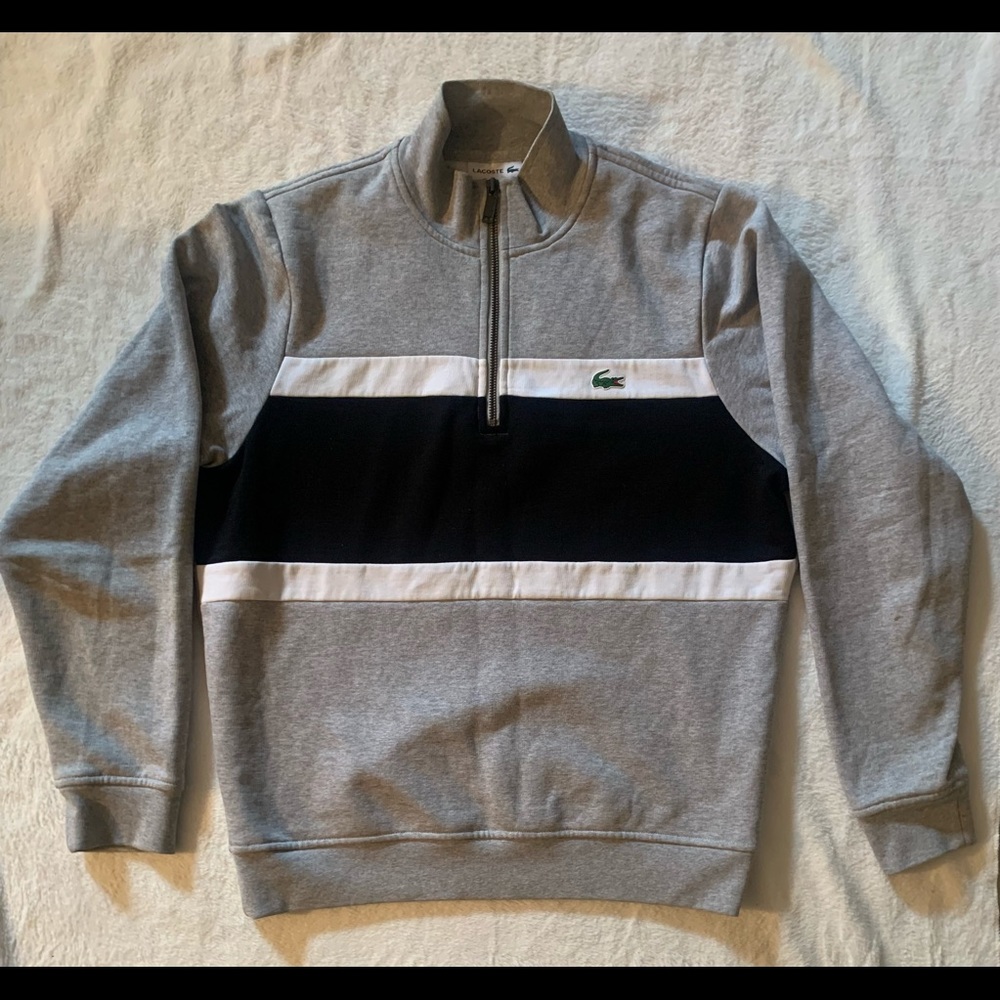 Lacoste Zippered Stand-Up Collar Cotton Sweatshirt with Pocket  Size =Med